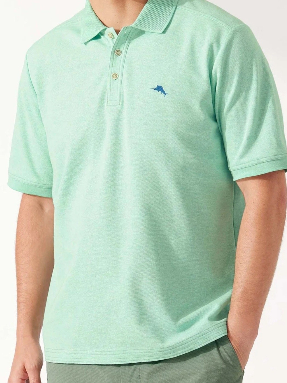Tommy Bahama Mint Polo with Blue Logo